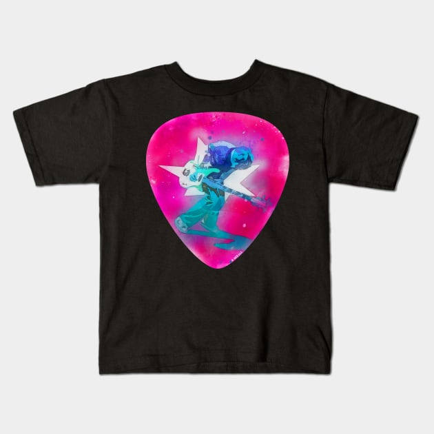 Scott Pilgrim Vs The World Guitar Pick Neon Watercolor Painting Kids T-Shirt by Nonconformist